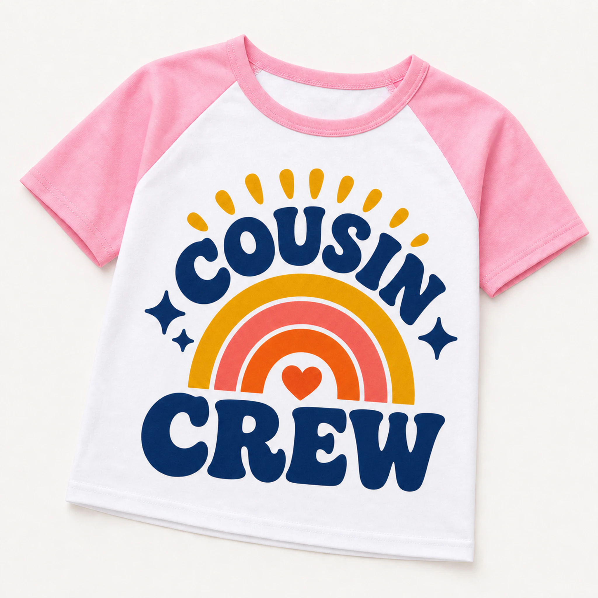 Cousin Crew Custom Kids Soft Short-Sleeve Top print, fabric, and construction details