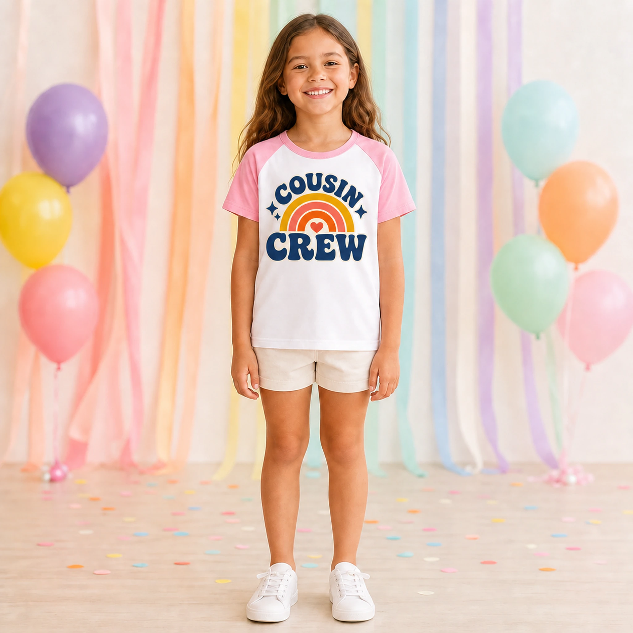 Cousin Crew Custom Kids Soft Short-Sleeve Top shown in a styled lifestyle setting