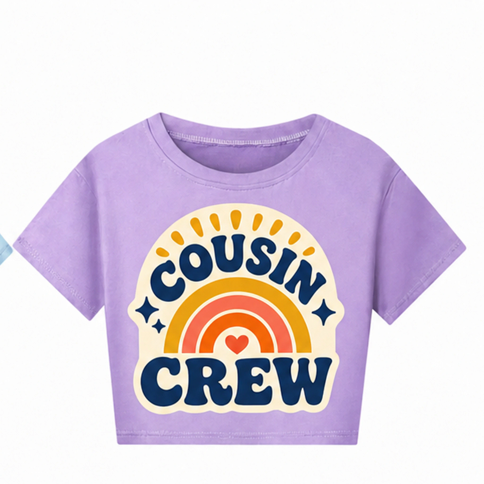 Purple Custom Kids Cropped Short-Sleeve Top with the Cousin Crew design