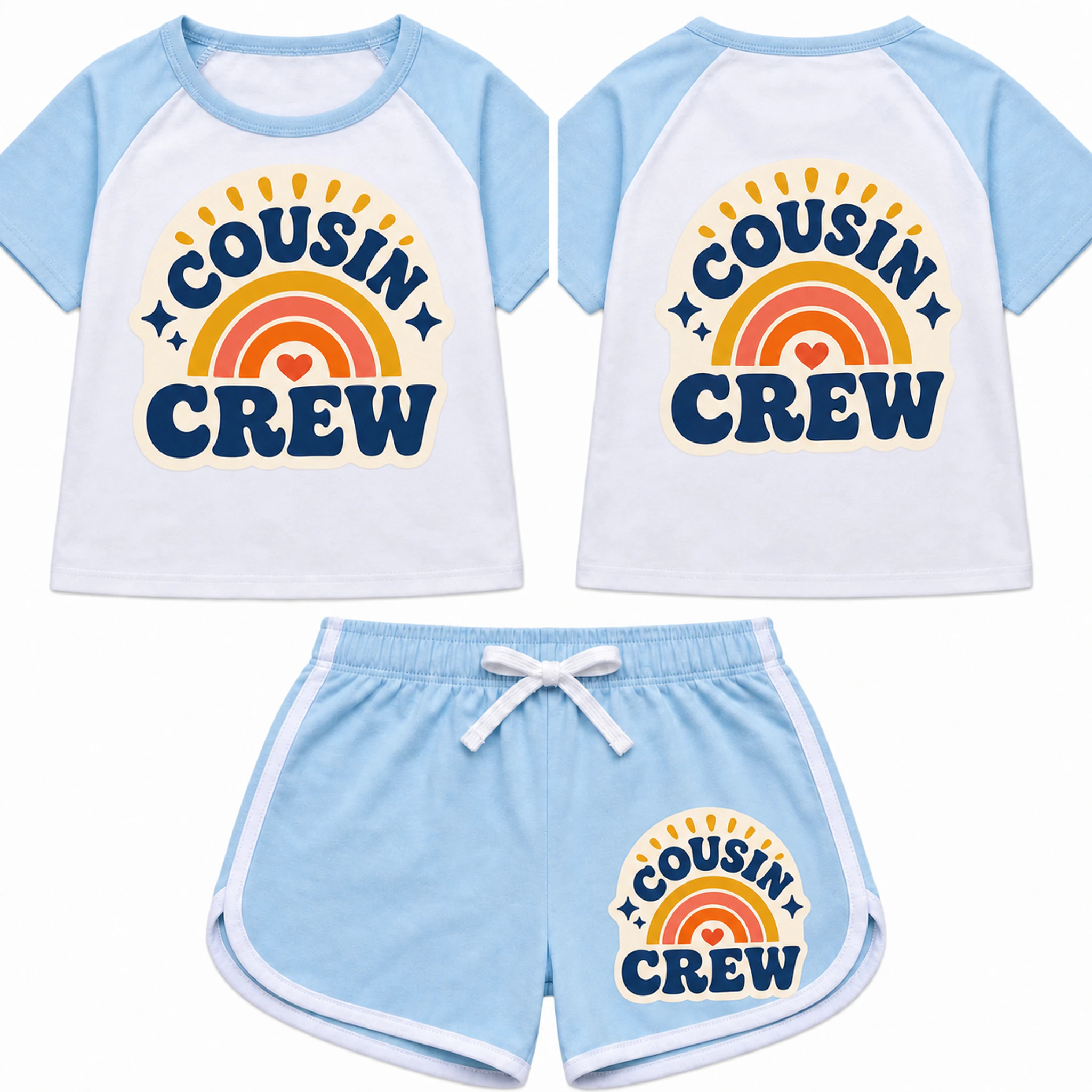 Cousin Crew Custom Kids Summer Sports Set print, fabric, and construction details