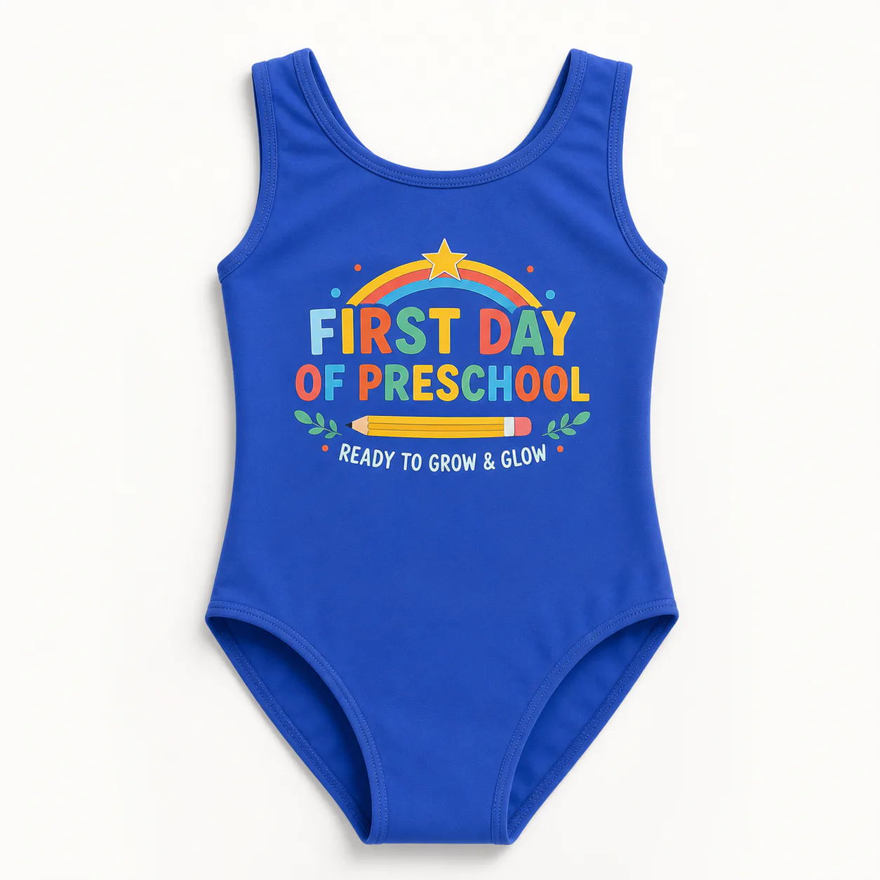First Day of Preschool Girls Ruffle-Hem One-Piece Swimsuit for Kids