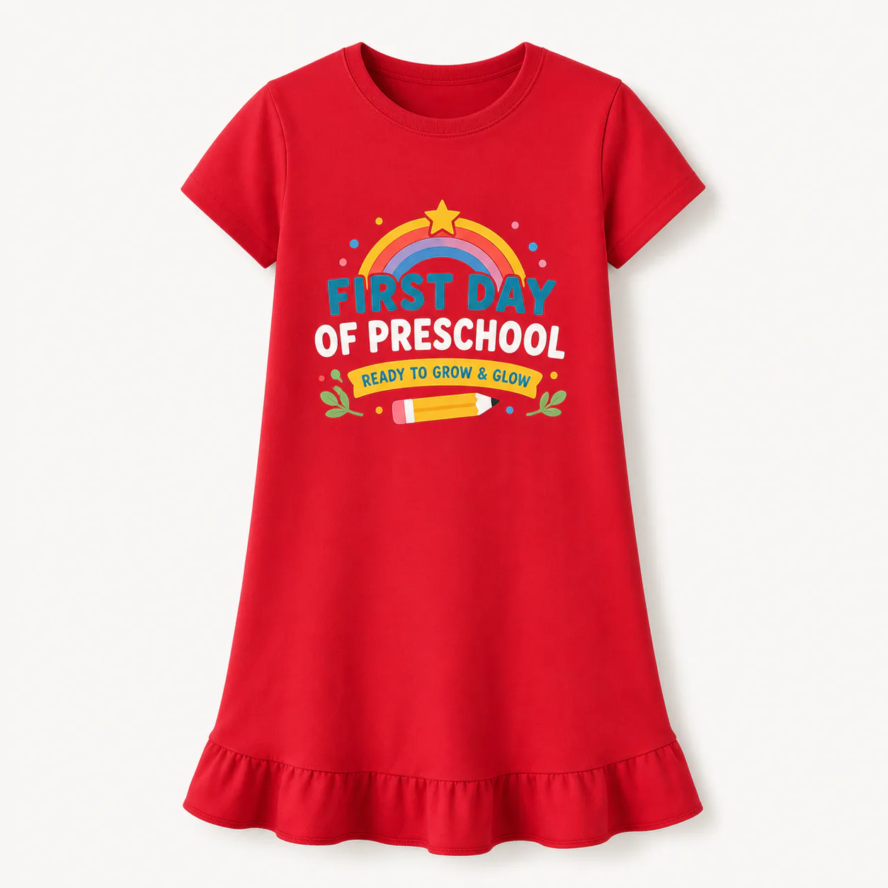 First Day of Preschool Girls Short-Sleeve Sleep Dress for Kids