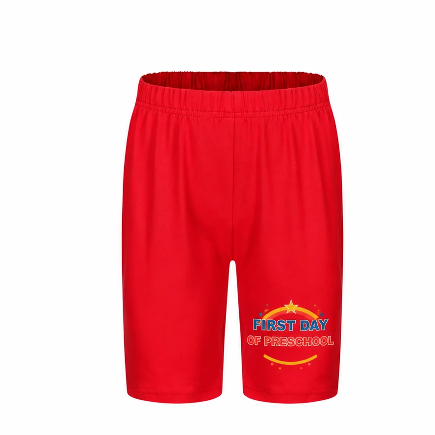 First Day of Preschool Milk-Silk Pajama Shorts for Kids in the selected color