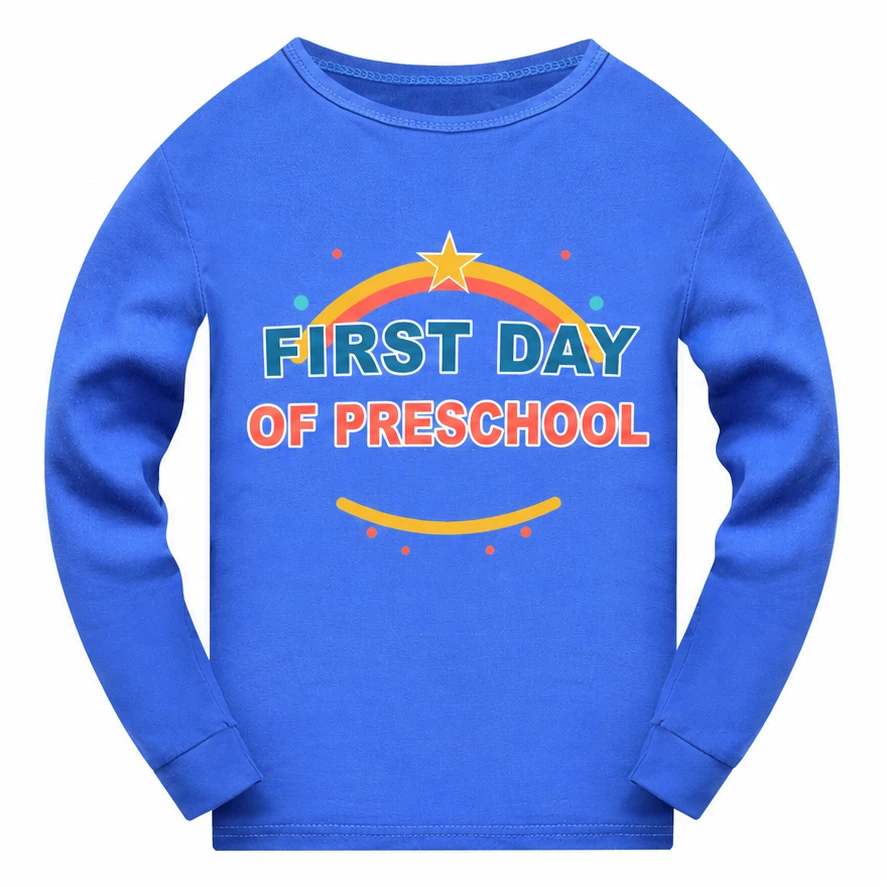 First Day of Preschool Soft Long-Sleeve Top for Kids in the selected color
