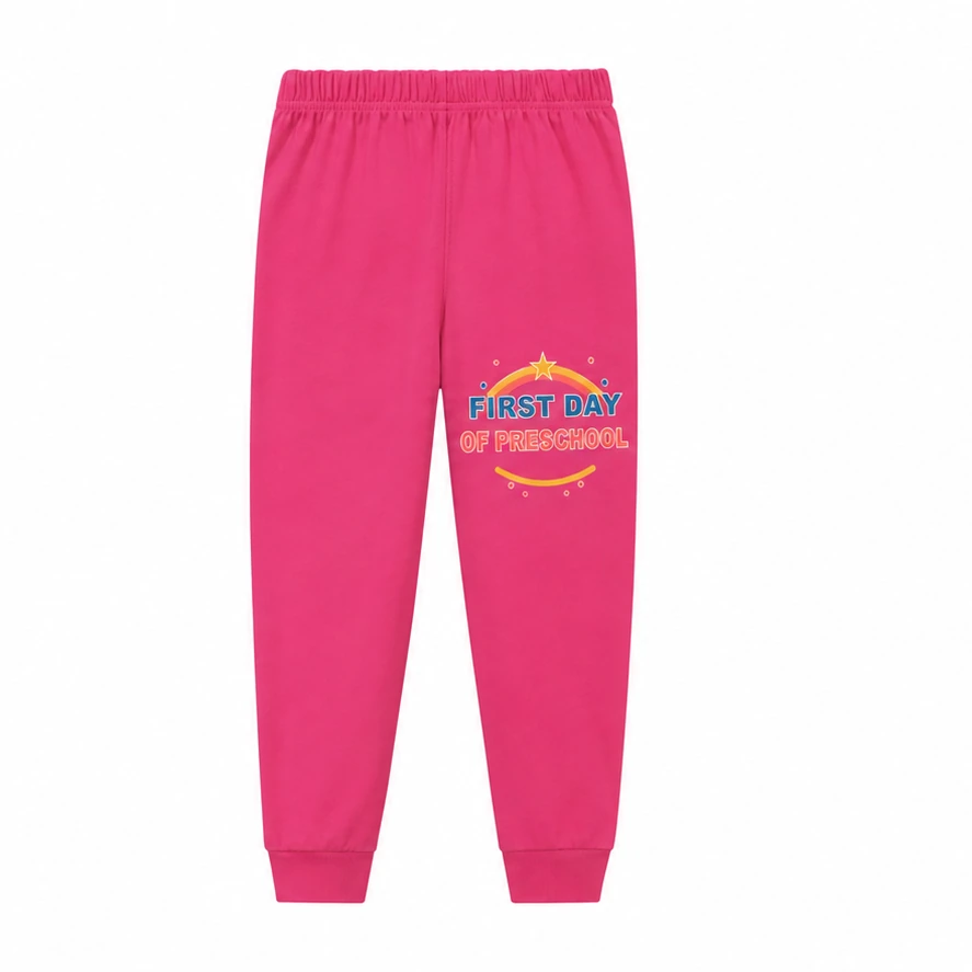 First Day of Preschool Soft Pajama Pants for Kids in the selected color