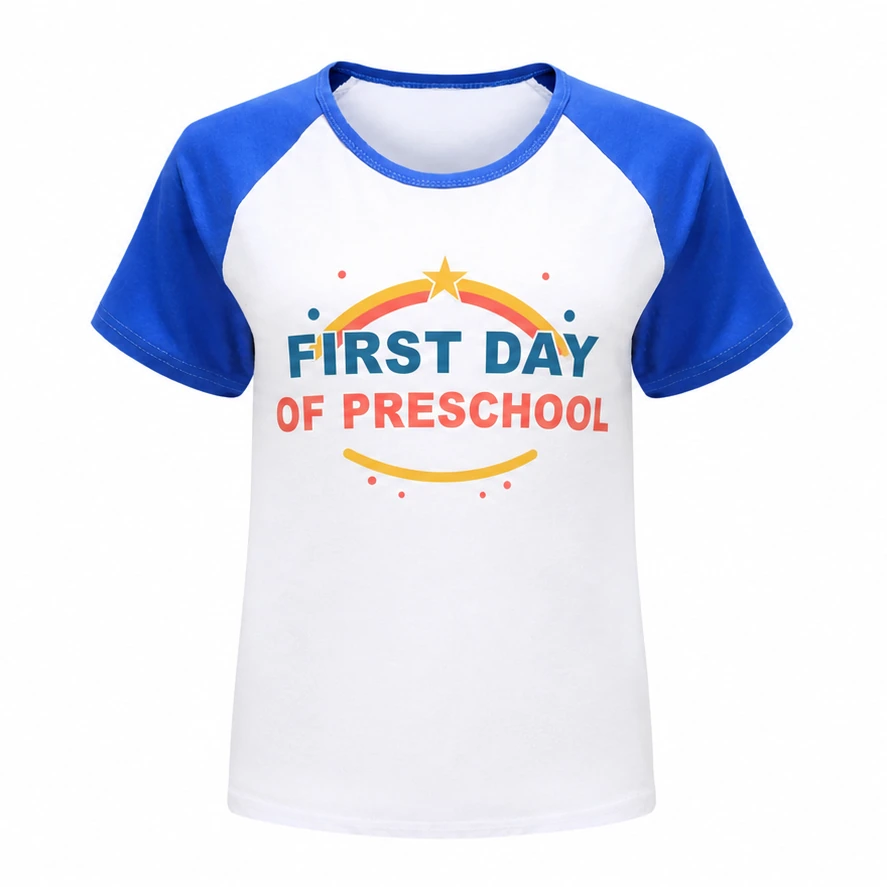 First Day of Preschool Soft Short-Sleeve Top for Kids in the selected color