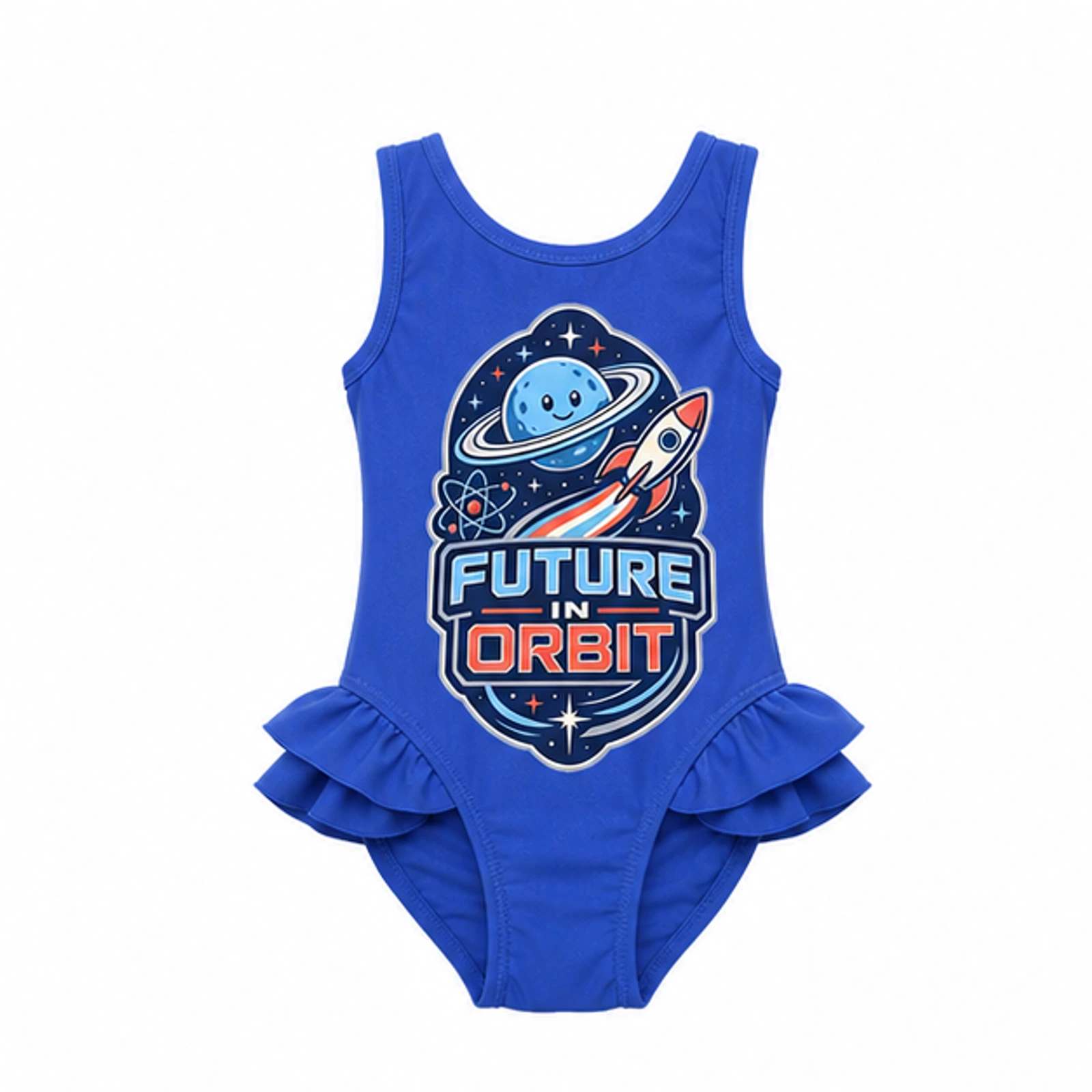 Future in Orbit Girls Ruffle-Hem One-Piece Swimsuit for Kids product preview