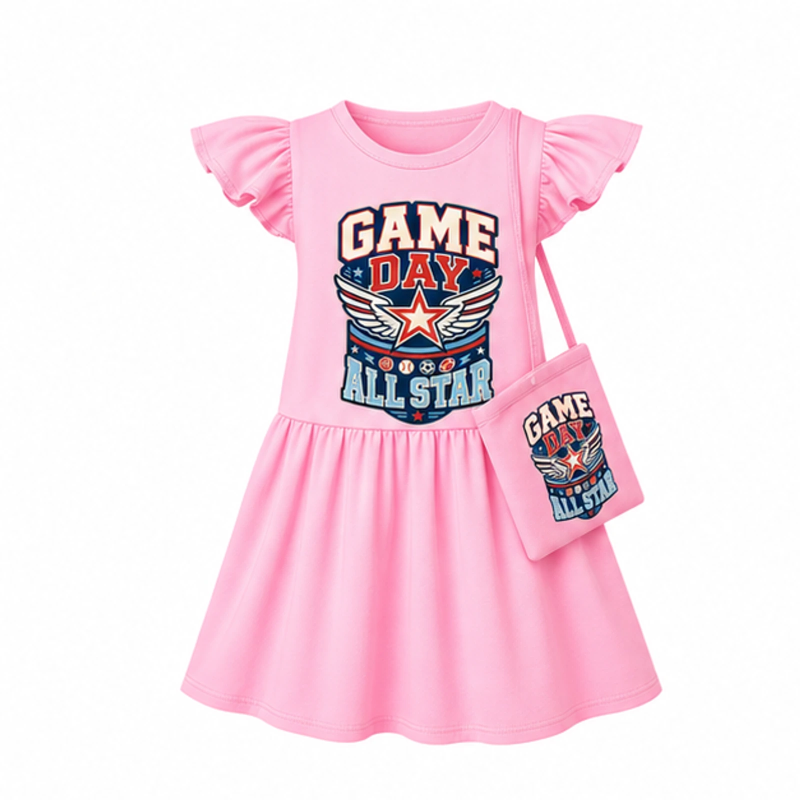 Game Day All Star Girls Short-Sleeve Sleep Dress with Matching Bag for Kids product preview