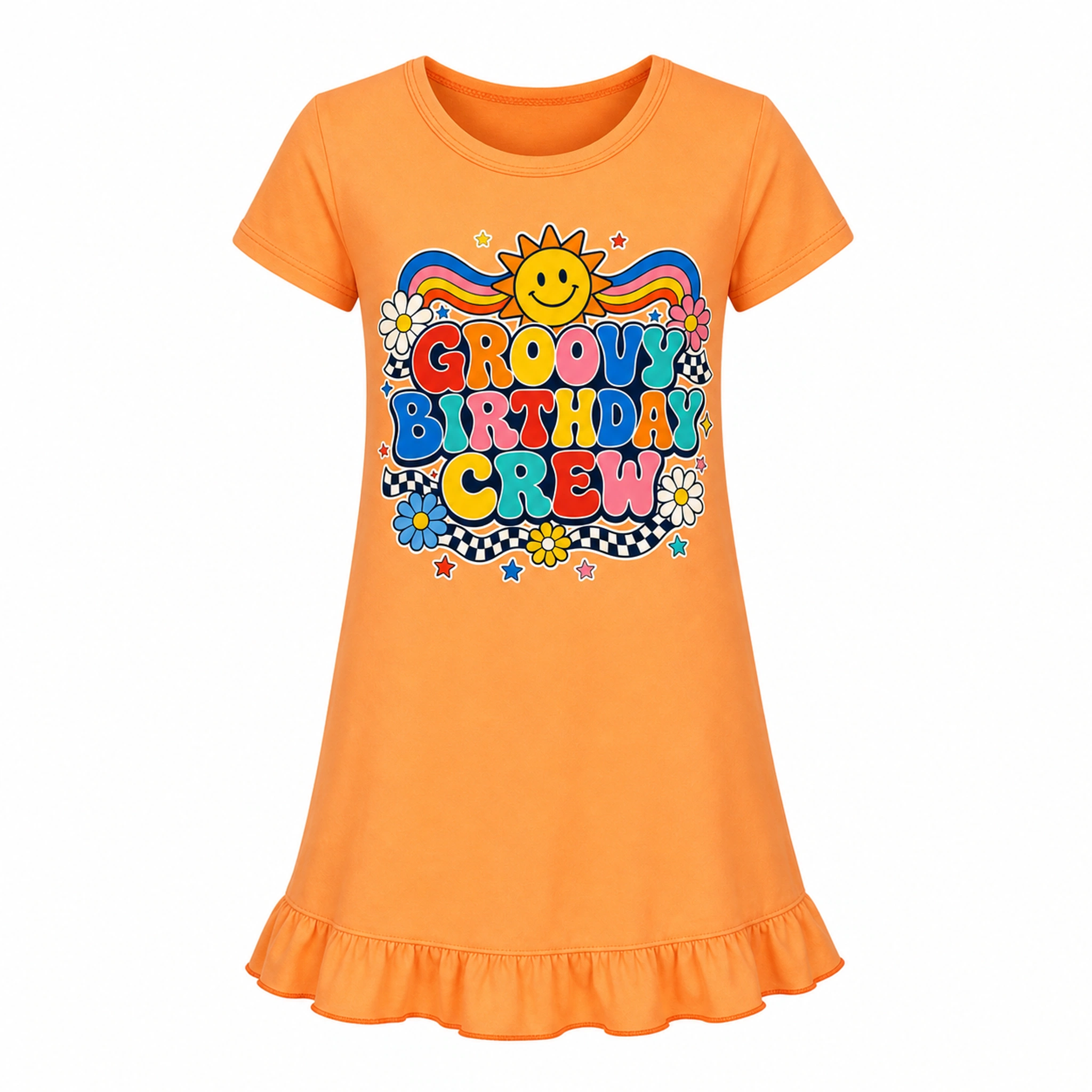 Groovy Birthday Crew Girls Short-Sleeve Sleep Dress for Kids product preview