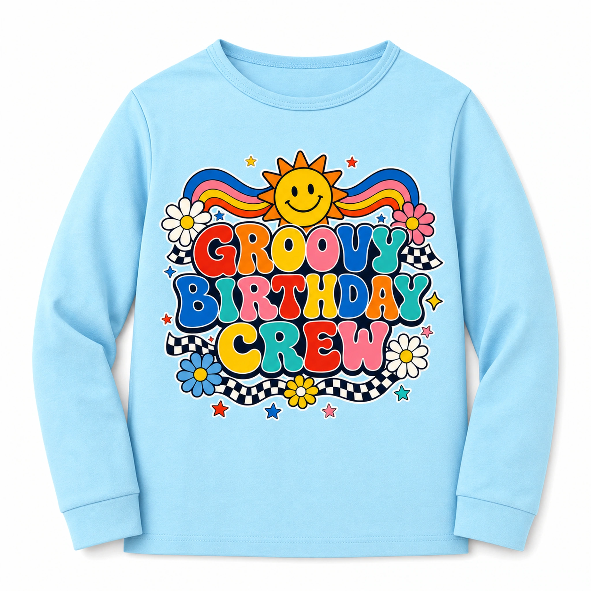 Groovy Birthday Crew Soft Long-Sleeve Top for Kids product preview