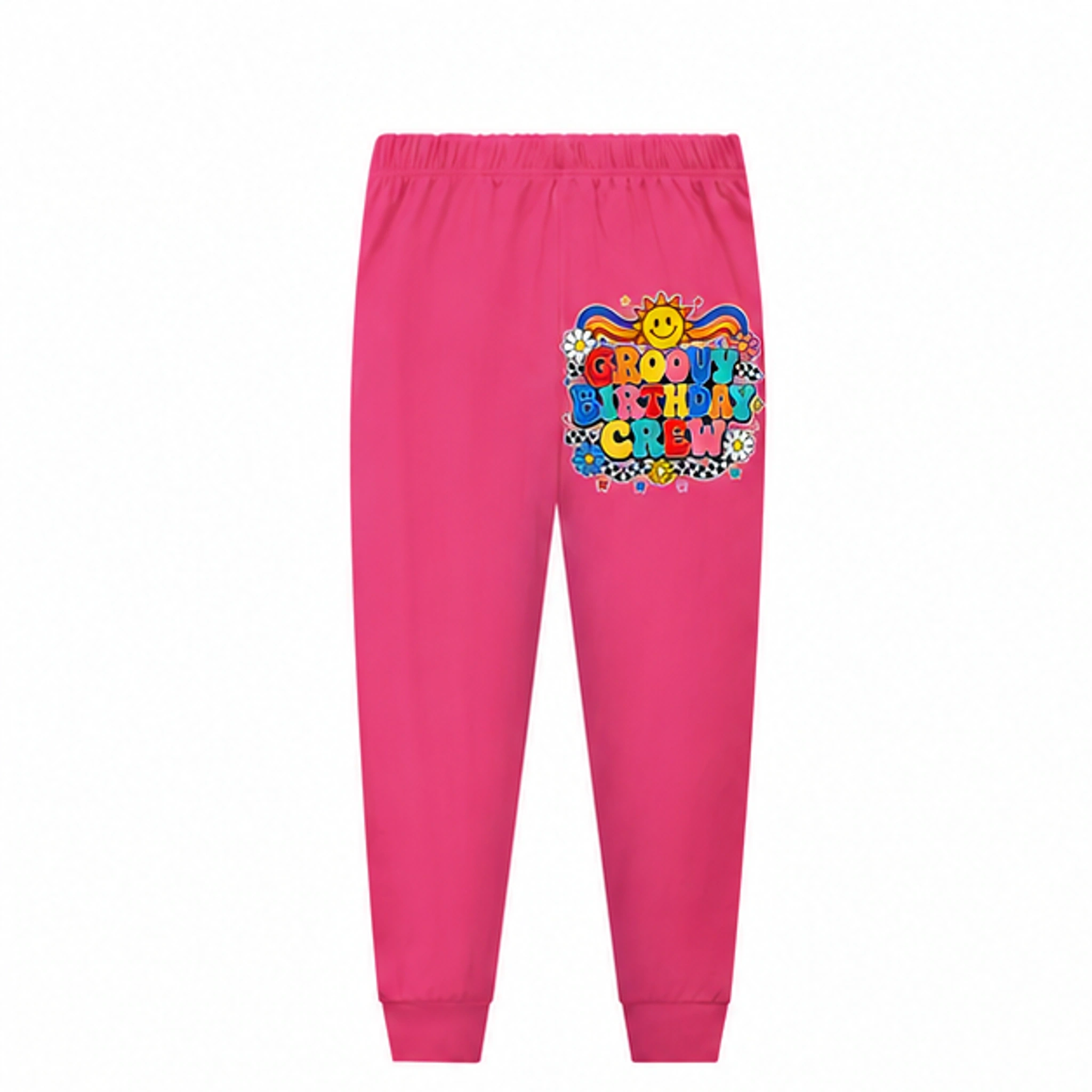 Groovy Birthday Crew Soft Pajama Pants for Kids in the selected color