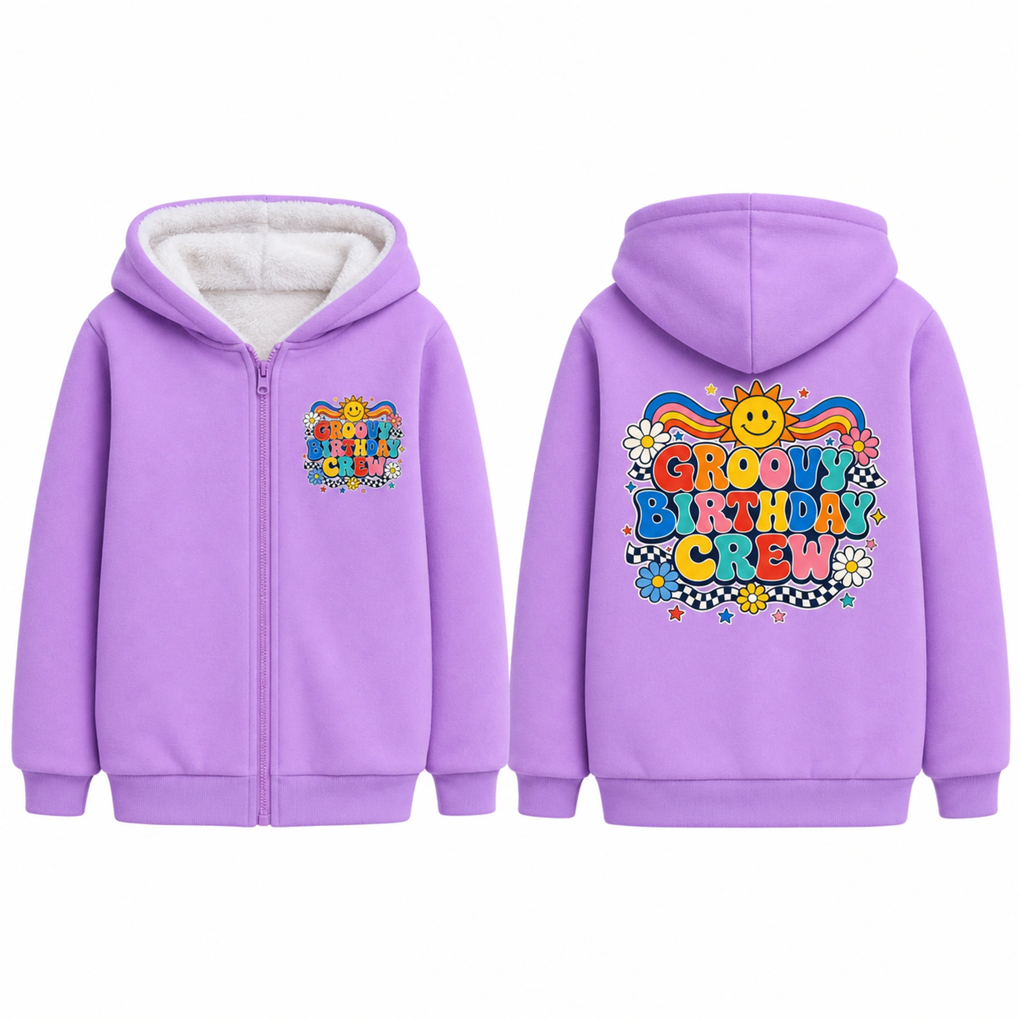 Groovy Birthday Crew Thick Zip Winter Jacket for Kids product preview