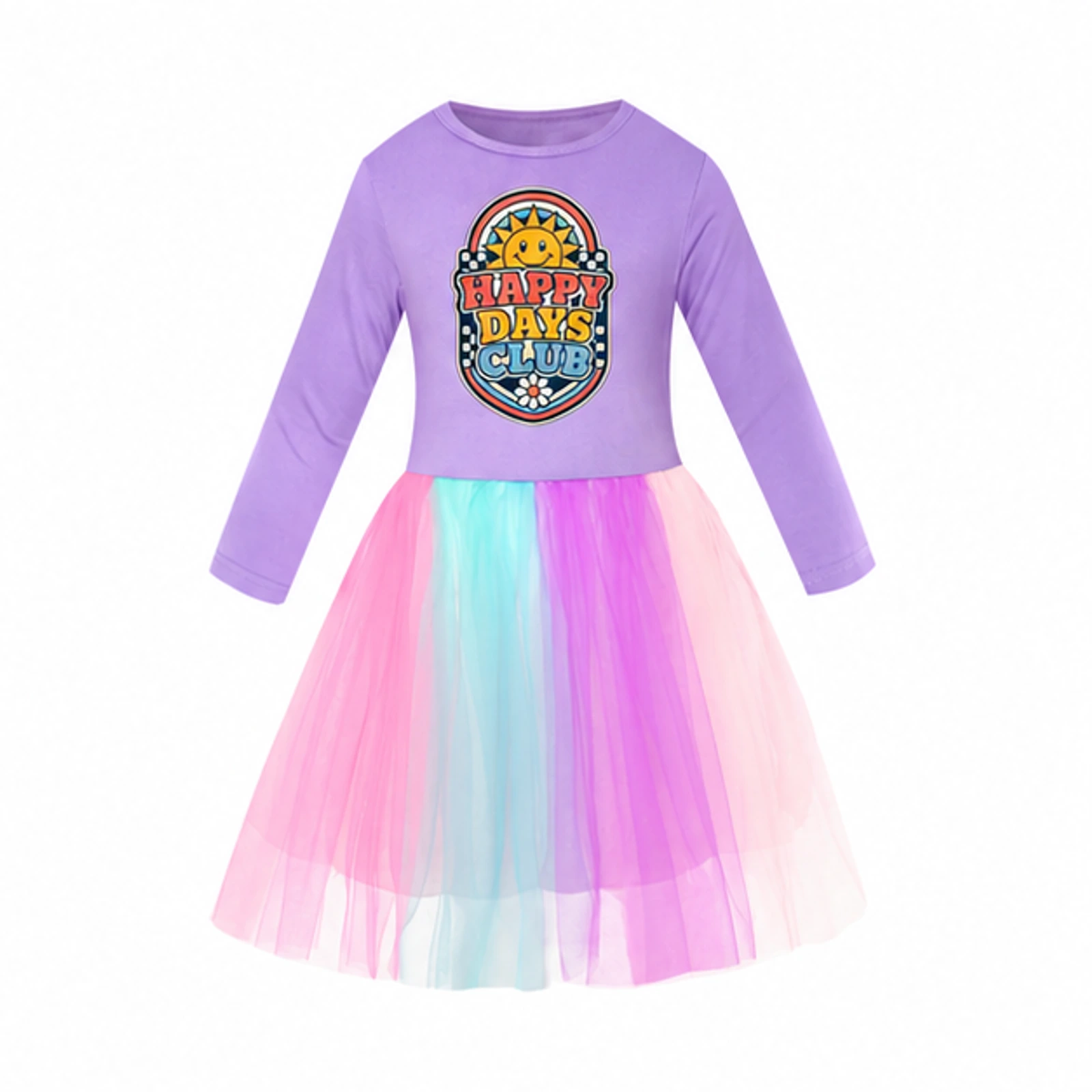 Happy Days Club Custom Girls Long Tulle and Star Skirt Styles, AI-redrawn from the exact blank product and approved logo reference, alternate approved color view