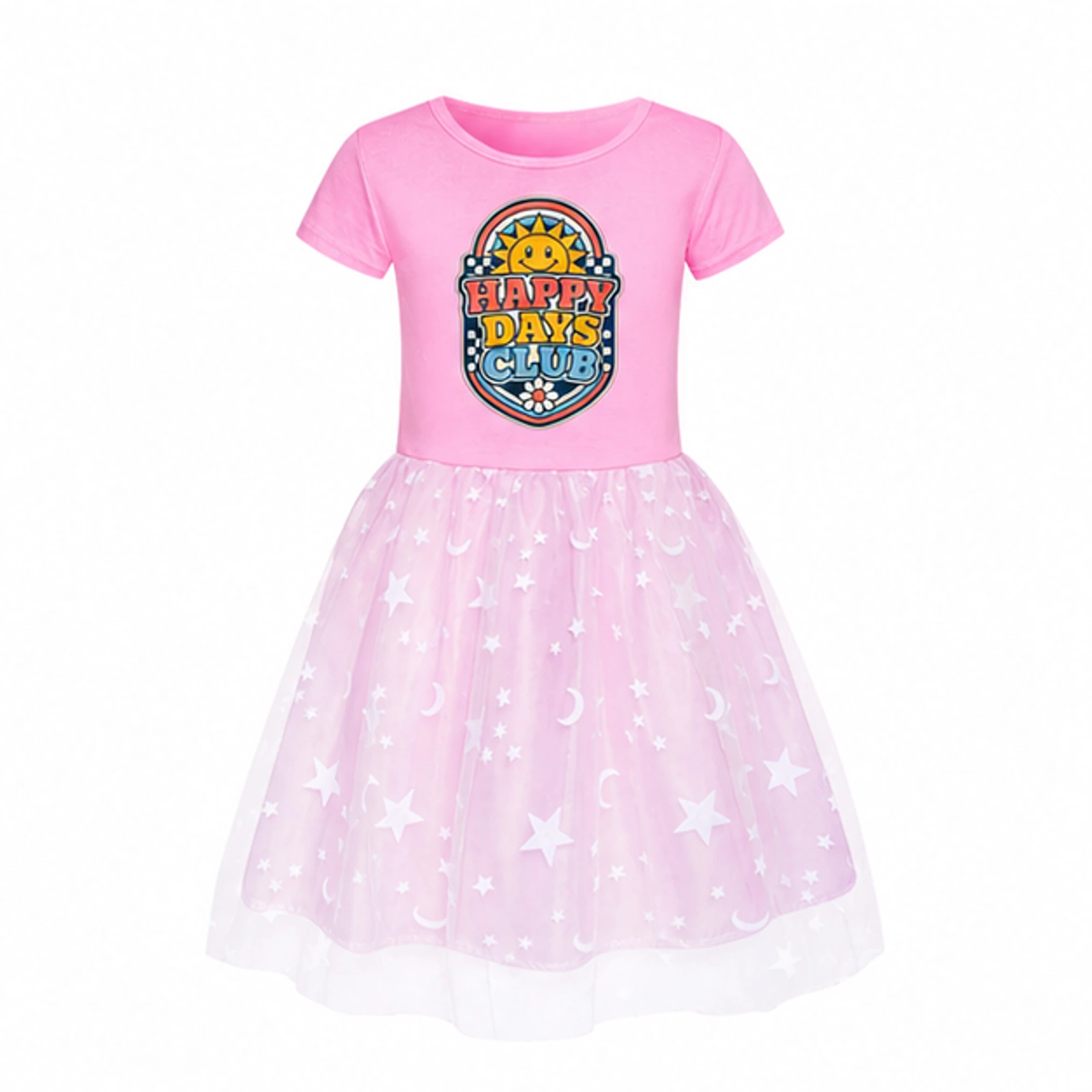 Happy Days Club Custom Girls Short Tulle and Classic Skirt Styles, AI-redrawn from the exact blank product and approved logo reference, alternate approved color view