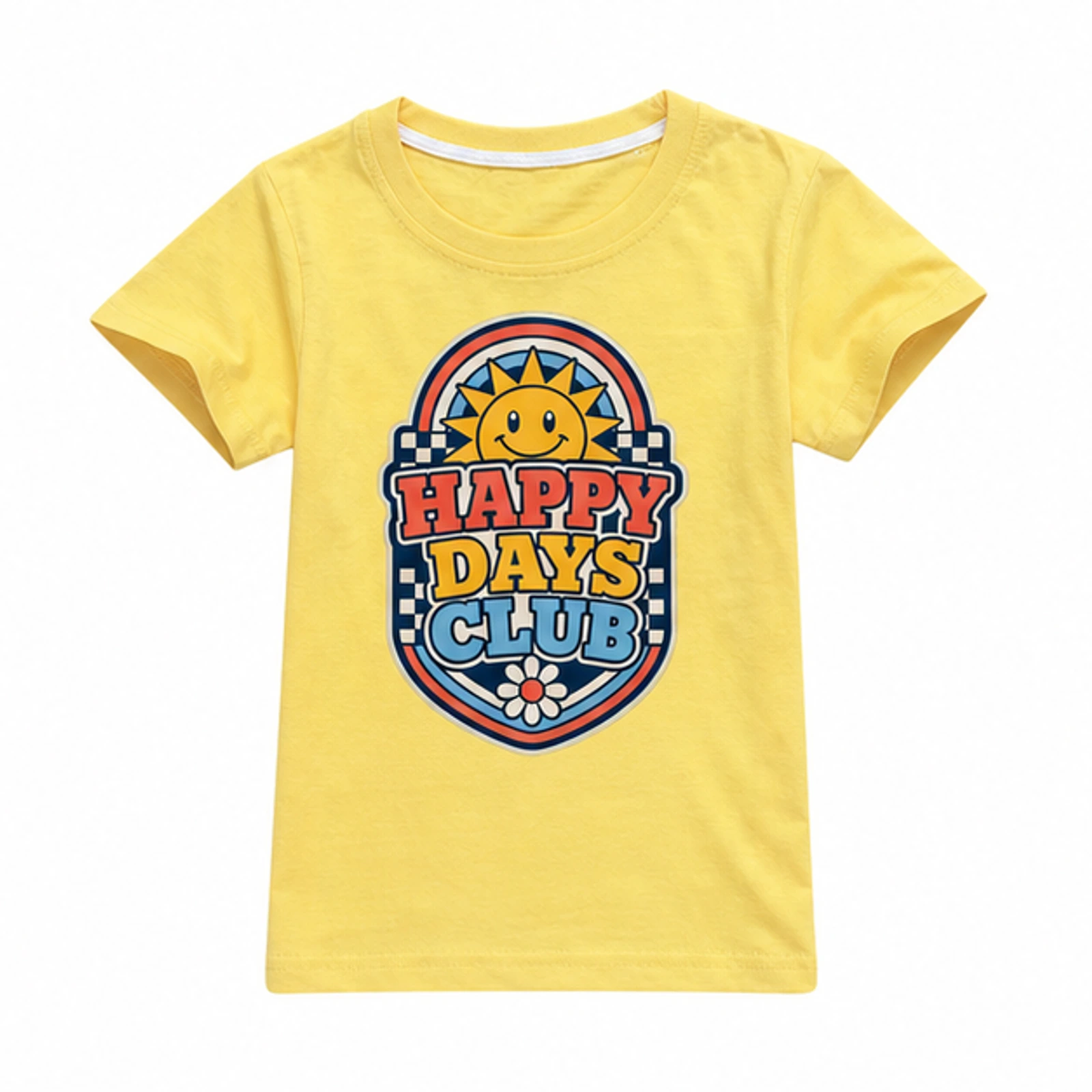 Happy Days Club Custom Kids Classic Short-Sleeve T-Shirt, AI-redrawn from the exact blank product and approved logo reference, alternate approved color view
