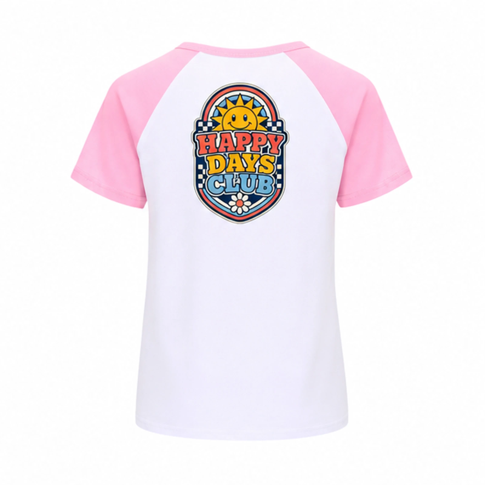 Happy Days Club Custom Kids Soft Short-Sleeve Top, AI-redrawn from the exact blank product and approved logo reference, alternate approved color view