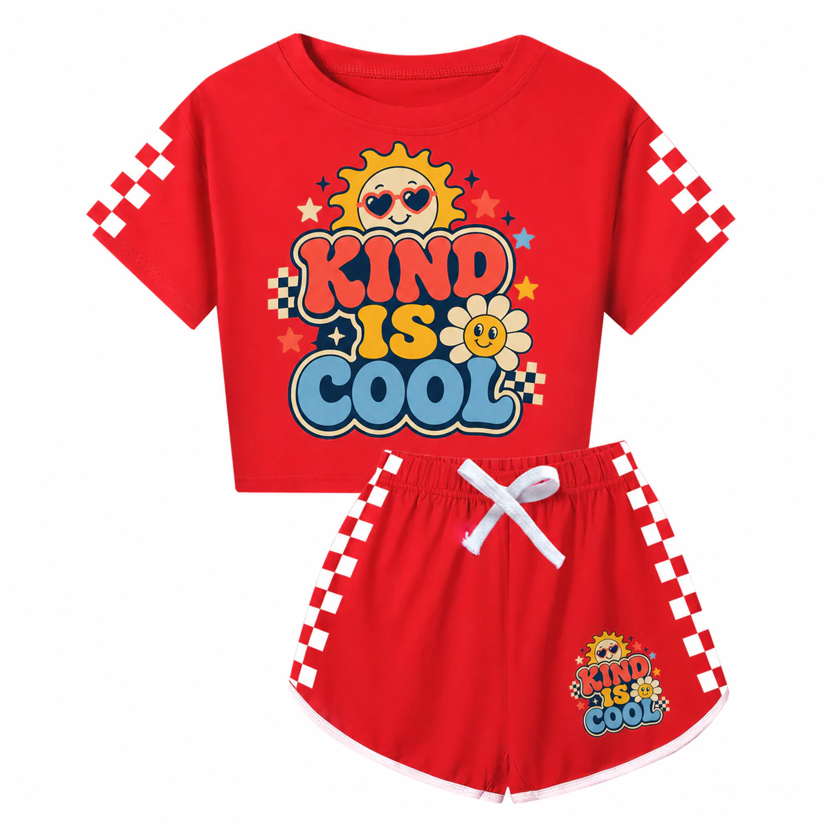 Kind Is Cool Family Checker Short-Sleeve Top and Shorts Set for Kids product preview