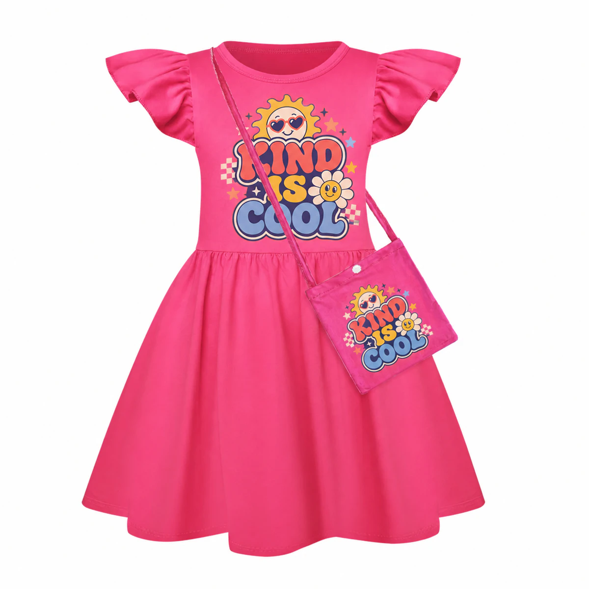 Kind Is Cool Girls Short-Sleeve Sleep Dress with Crossbody Bag for Kids product preview