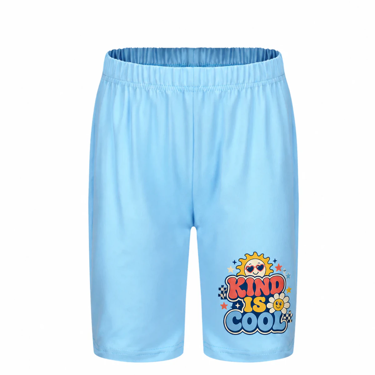 Kind Is Cool Custom Kids Milk-Silk Pajama Shorts AI-rendered from the exact blank product, showing integrated print and fabric detail