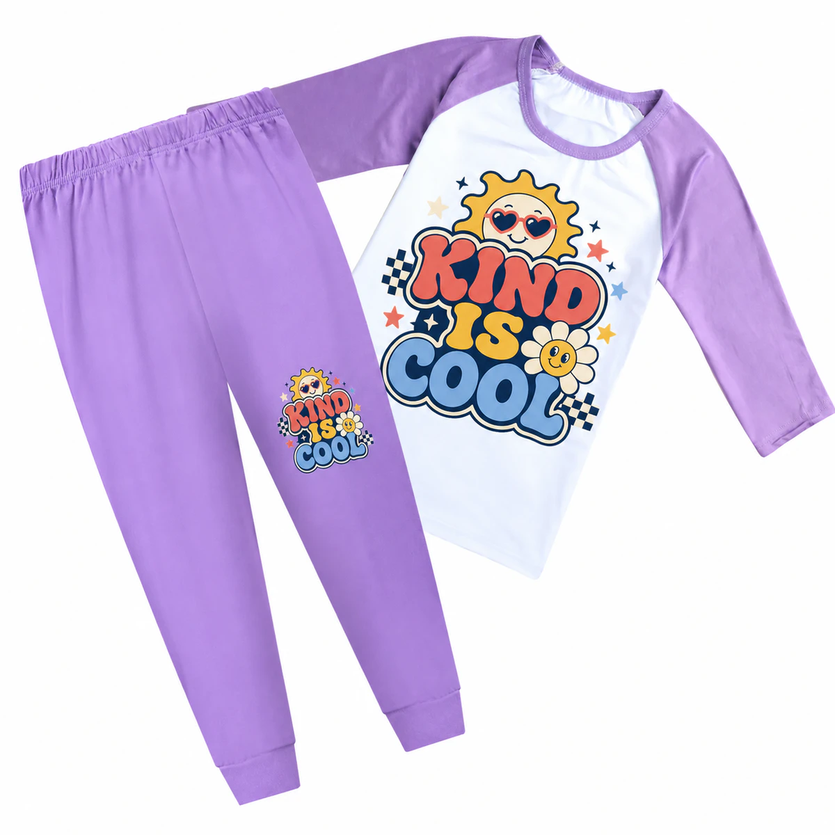 Kind Is Cool Three-Quarter-Sleeve Raglan Top & Pants Set for Kids product preview