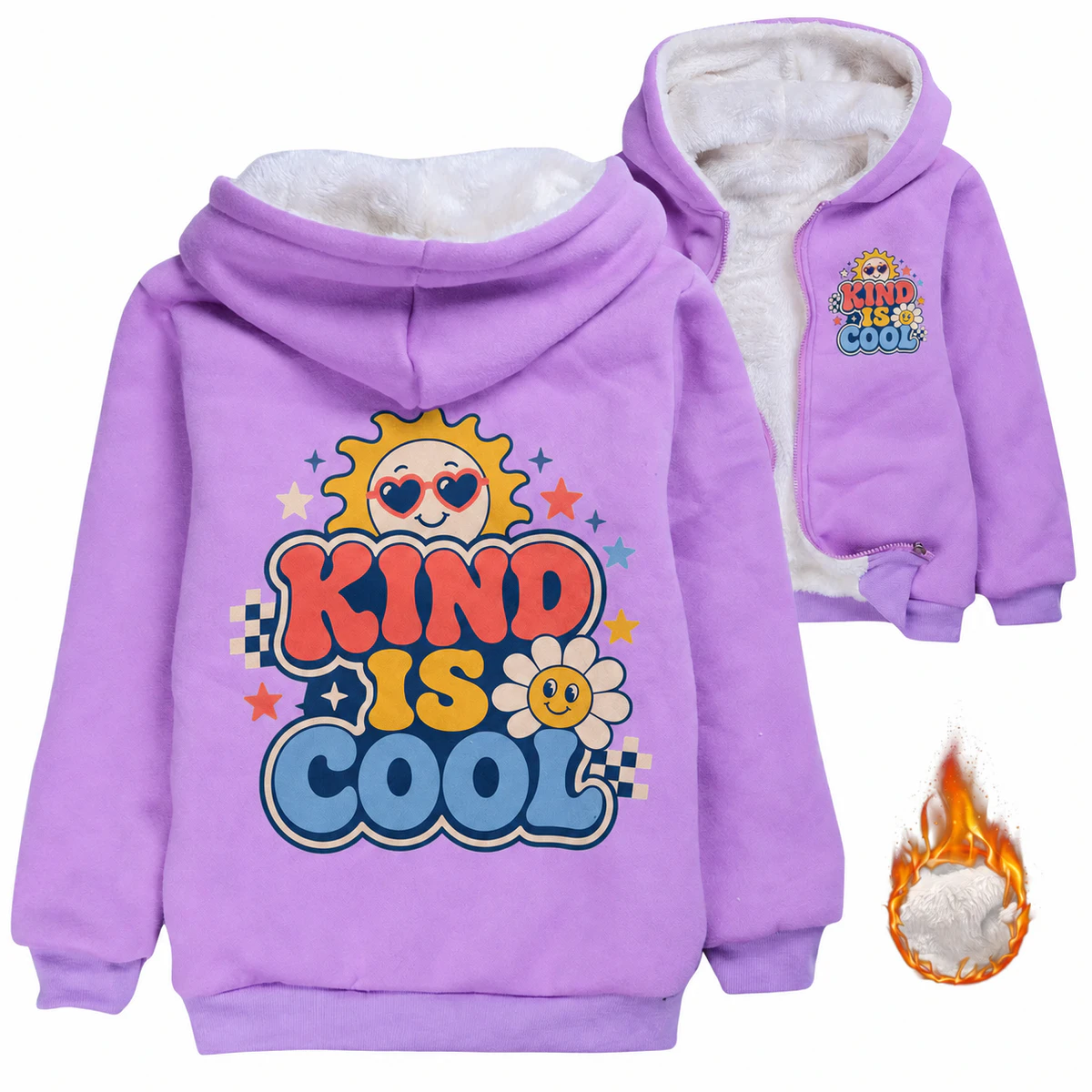 Rose Red option for Kind Is Cool Custom Kids Thick Zip Winter Jacket AI-rendered from the exact blank product