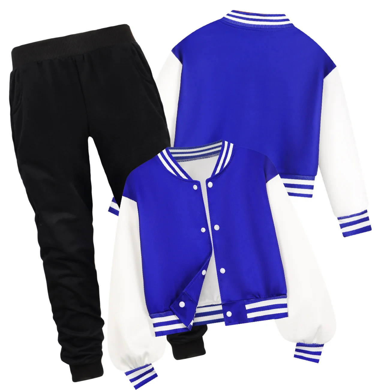 Custom Kids Baseball Jacket and Pants Set with a digital customization preview