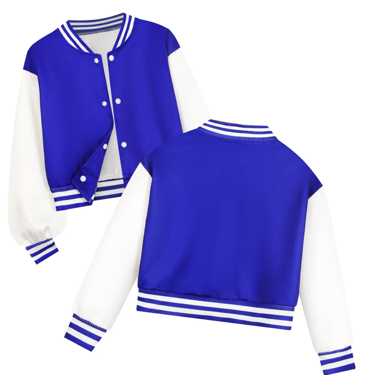 Custom Kids Cropped Baseball Jacket with a digital customization preview