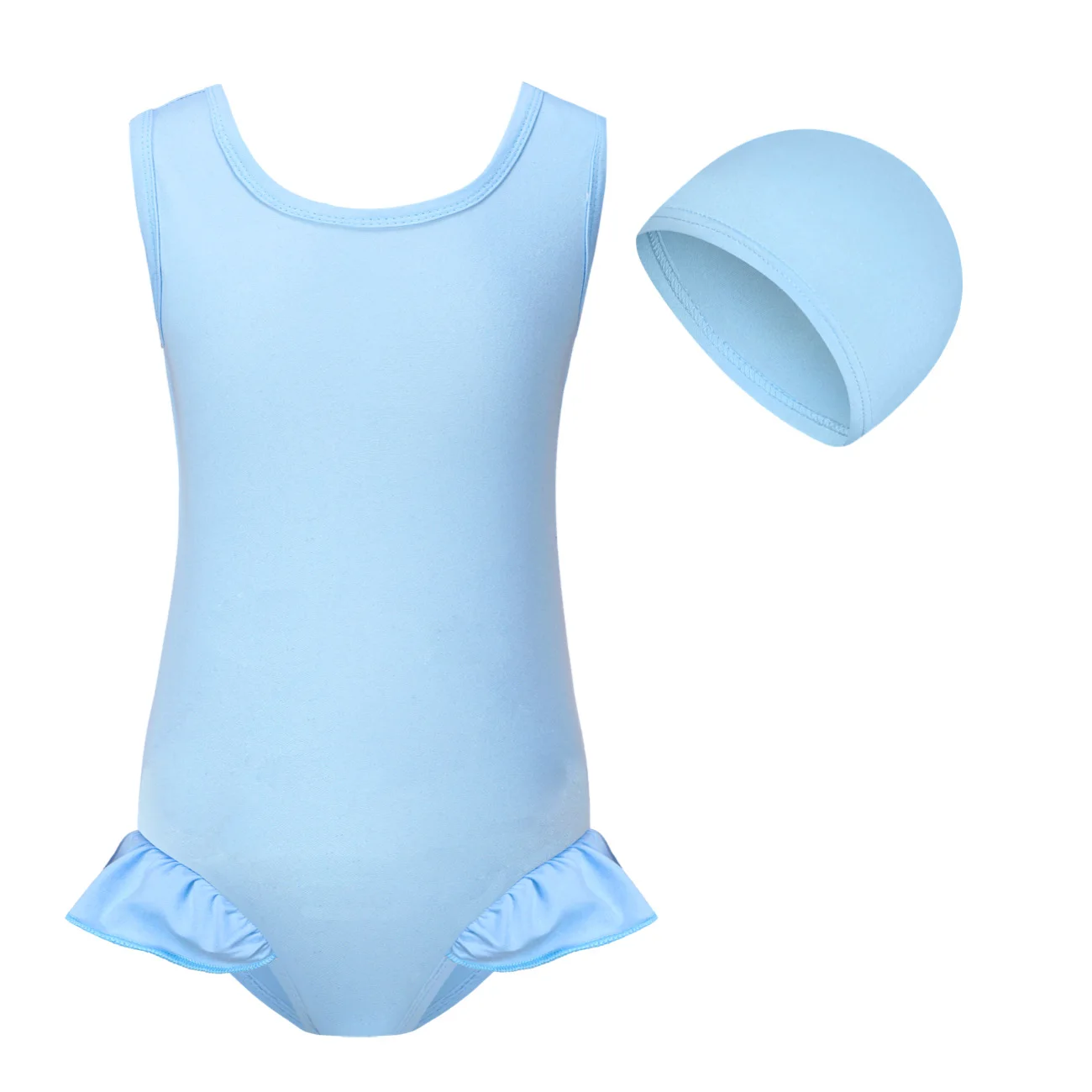 Custom Girls Swimsuit and Cap Set — Classic Style with a digital customization preview