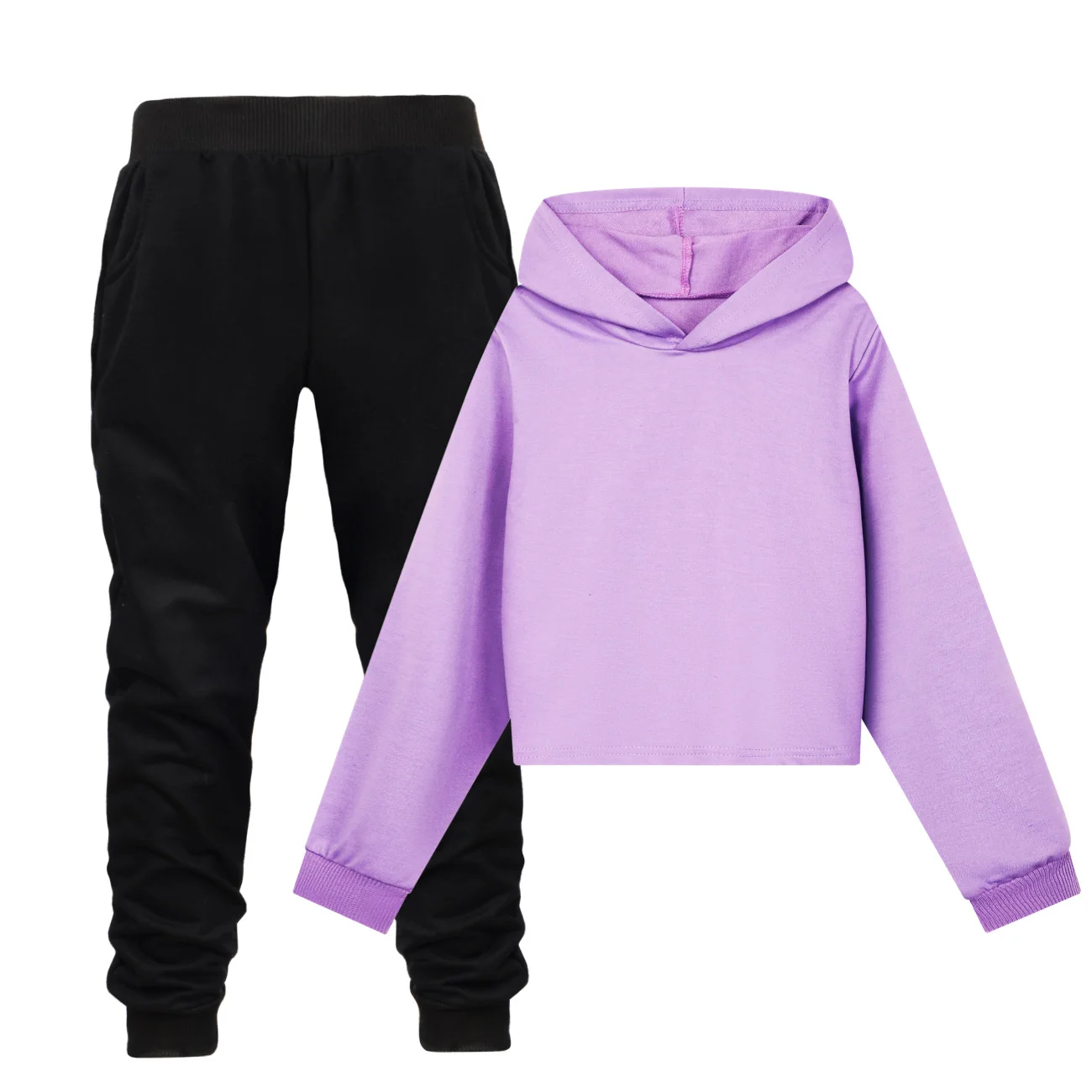 Custom Girls Cropped Hoodie and Pants Set with a digital customization preview