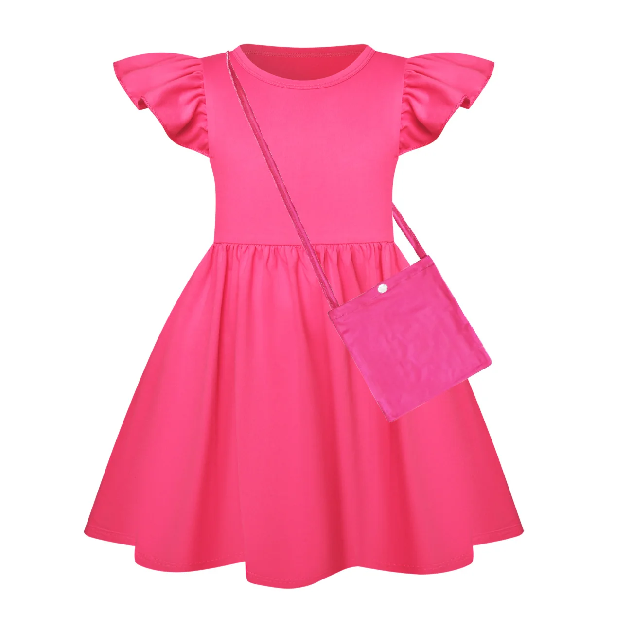 Custom Girls Short-Sleeve Sleep Dress with Bag — Style 2 with a digital customization preview