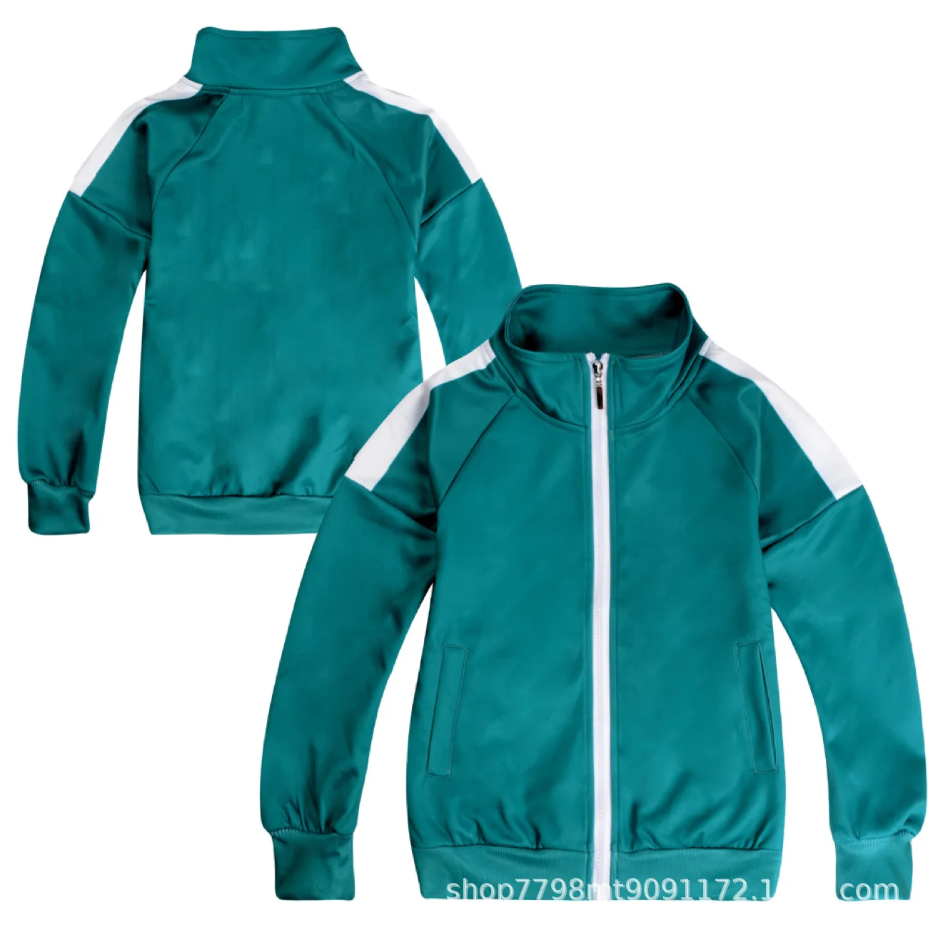 Custom Kids Color-Block Zip Jacket with a digital customization preview