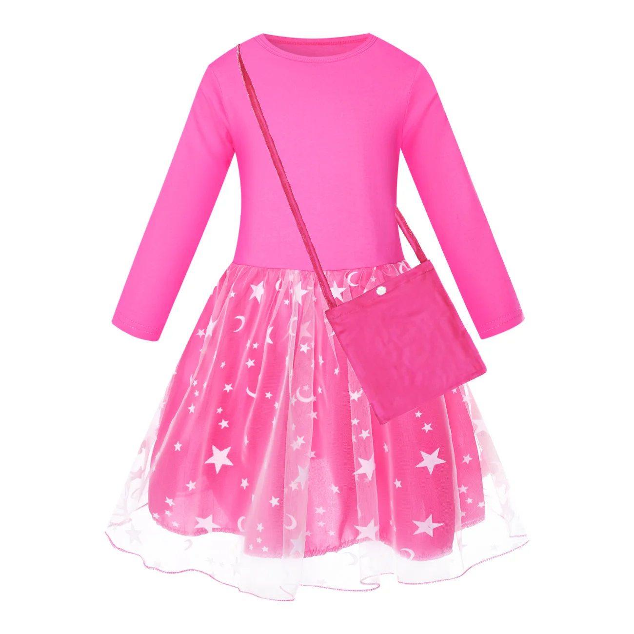 Custom Girls Long Tulle and Star Skirt Styles with Bag with a digital customization preview