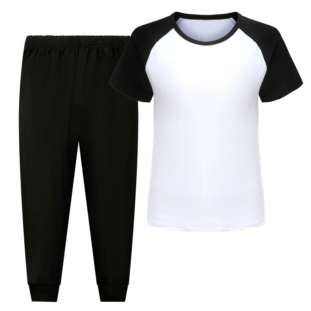 Custom Kids Short-Sleeve Top and Long Pants Sports Set with a digital customization preview