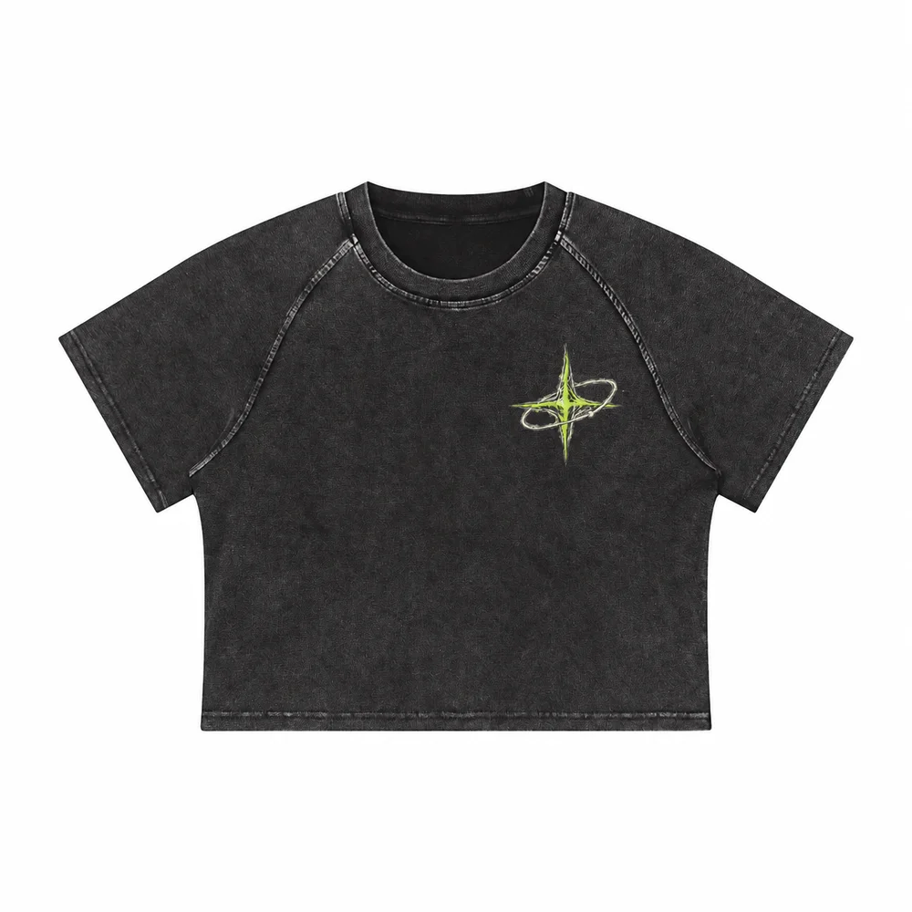 Cropped raglan crew-neck tee · Private signal · Front