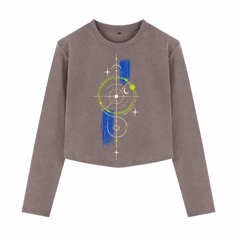 Curved-hem cropped crew-neck long-sleeve tee · Your own coordinates · Front