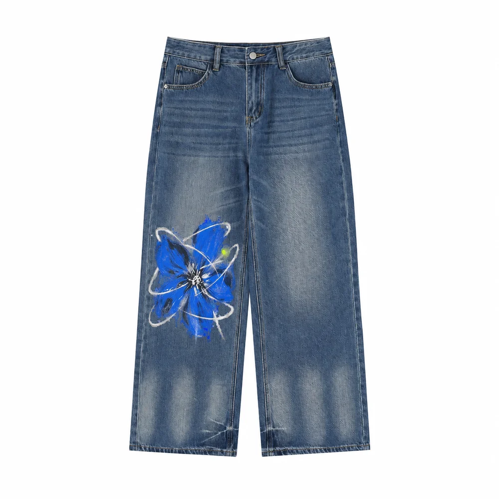 Faded blue wide-leg jeans · A feeling worth keeping · Front