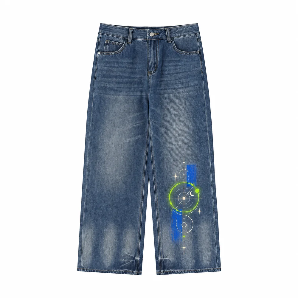 Faded blue wide-leg jeans · Your own coordinates · Front