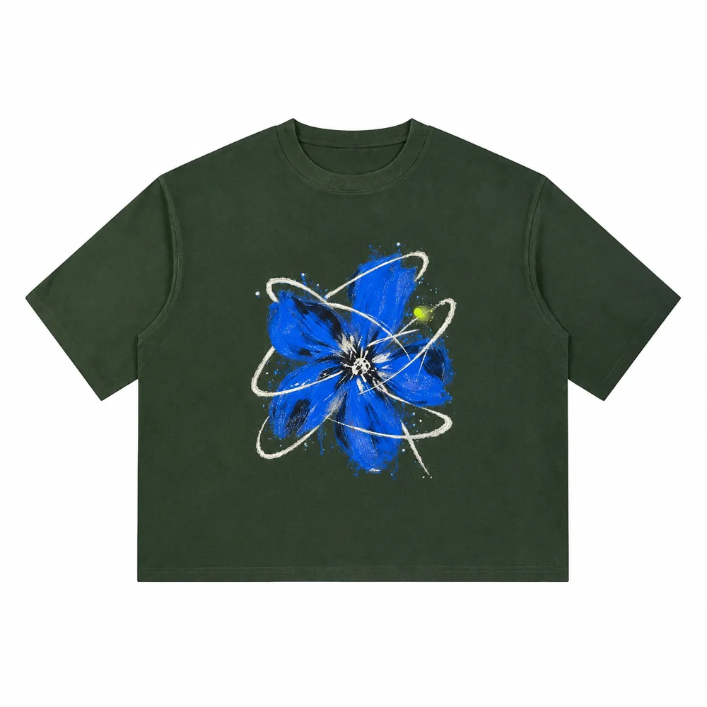 Boxy dropped-shoulder crew-neck tee · A feeling worth keeping · Front