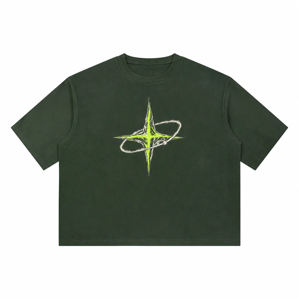 Boxy dropped-shoulder crew-neck tee · Private signal · Front