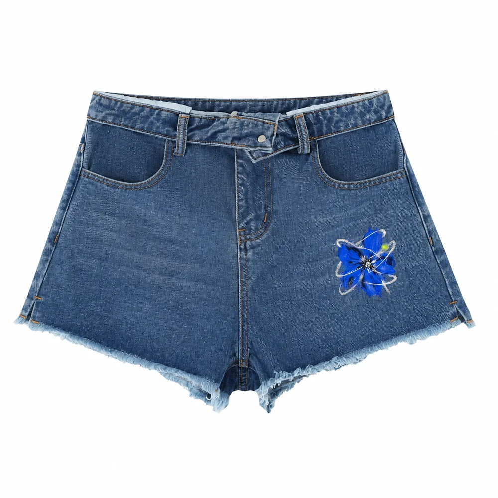 Raw-hem denim shorts · A feeling worth keeping · Front