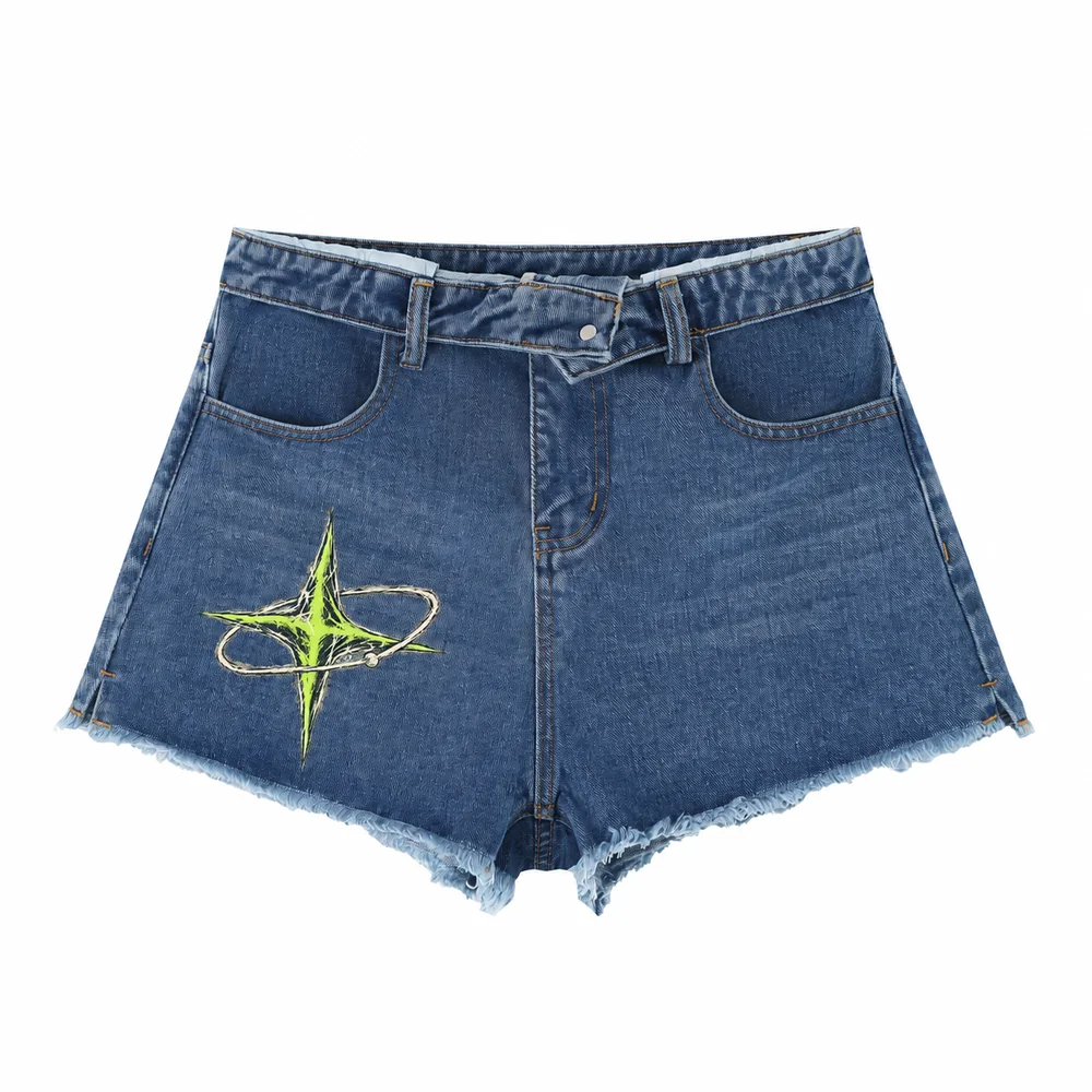 Raw-hem denim shorts · Private signal · Front