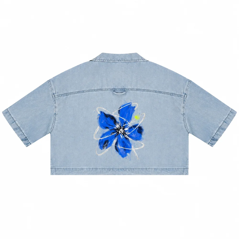Washed cropped denim shirt · A feeling worth keeping · Back
