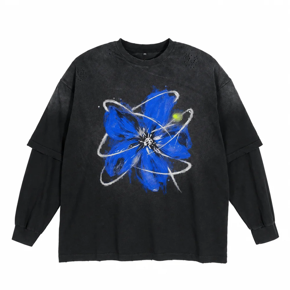 Distressed layered-sleeve tee · A feeling worth keeping · Front