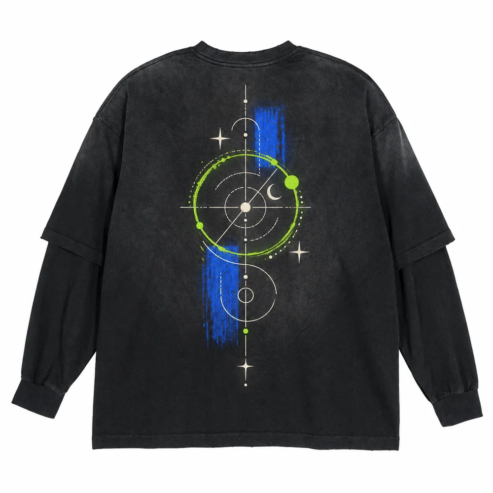 Distressed layered-sleeve tee · Your own coordinates · Back