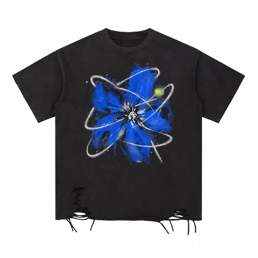 Distressed-hem relaxed tee · A feeling worth keeping · Front
