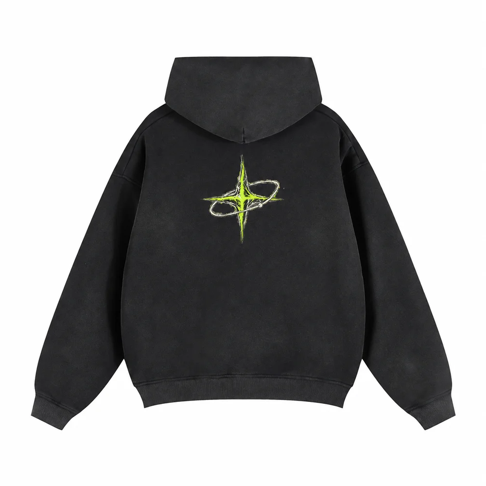 Faded zip hoodie · Private signal · Back