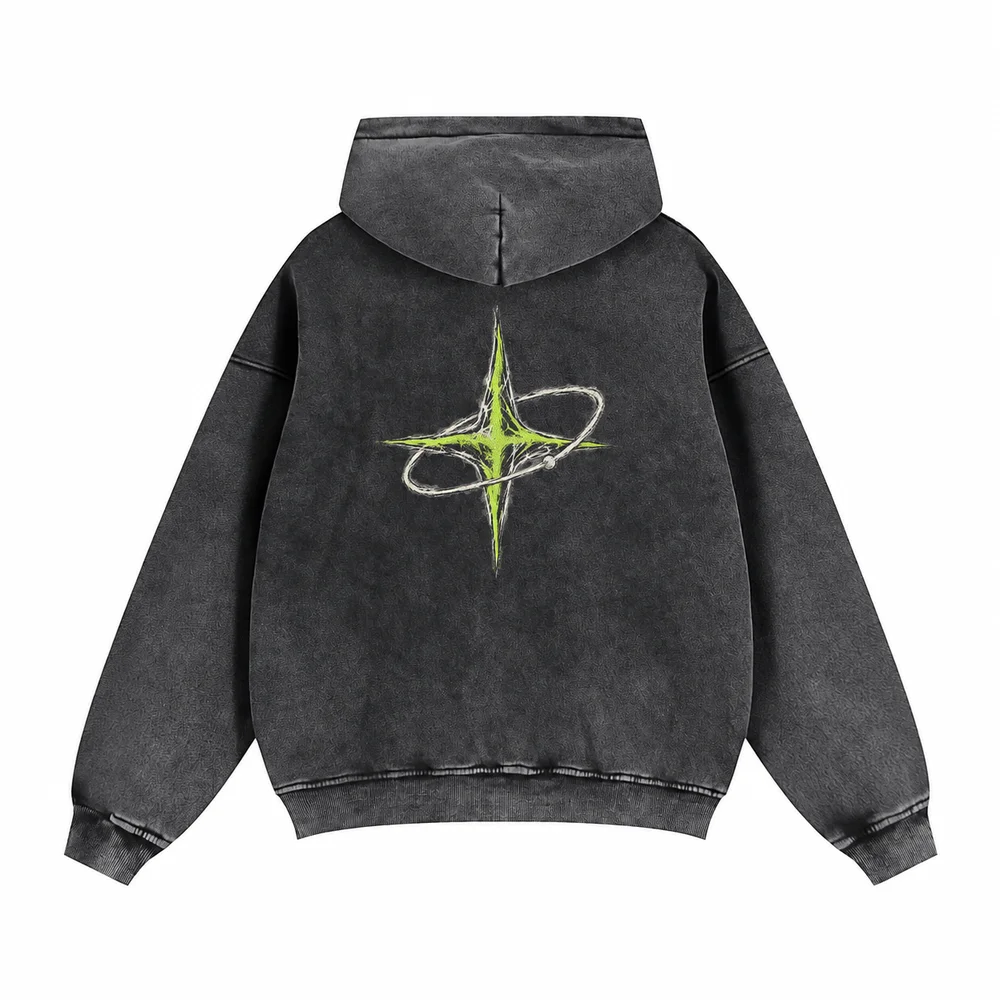 Washed relaxed zip hoodie · Private signal · Back