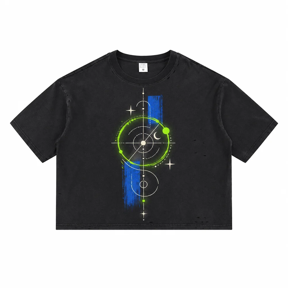 Relaxed distressed crew-neck tee · Your own coordinates · Front
