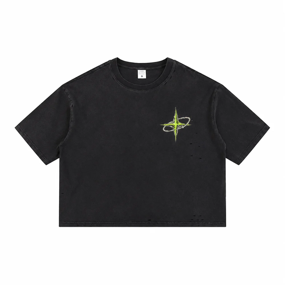 Relaxed distressed crew-neck tee · Private signal · Front