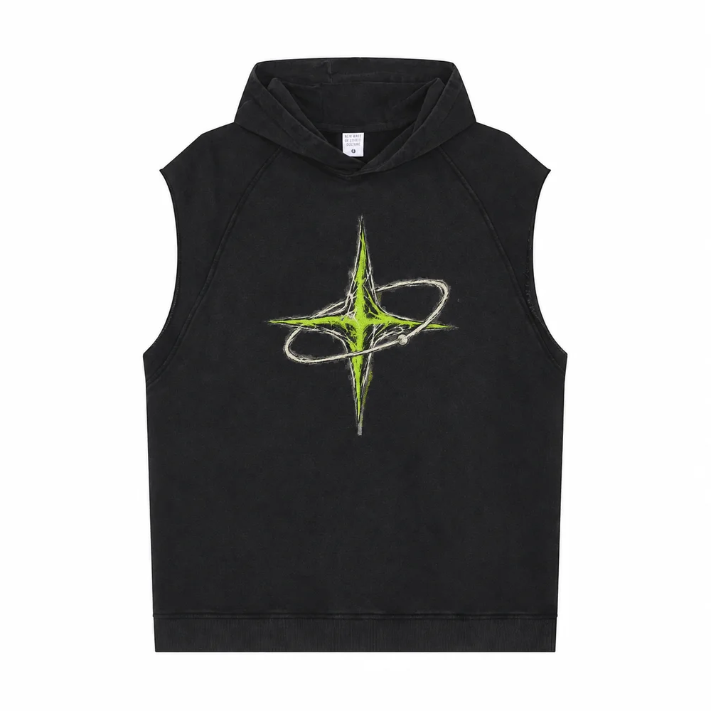 Snow-wash hooded vest · Private signal · Front